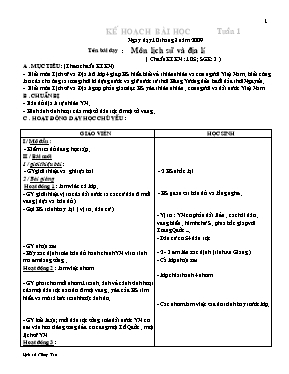 Kế hoạch bài học Lịch sử lớp 4 - Chương trình cả năm - Năm học 2009-2010
